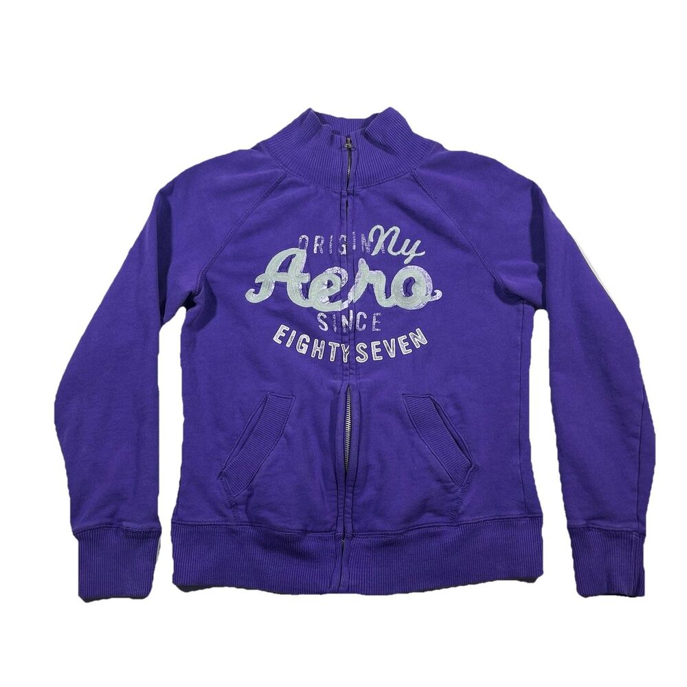 Aeropostale Full Zip Sweatshirt Purple Graphic Jacket Women’s M